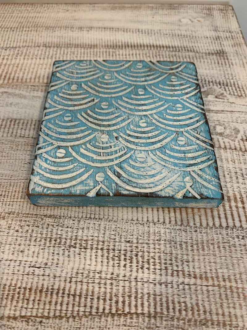 Rustic turquoise square coaster