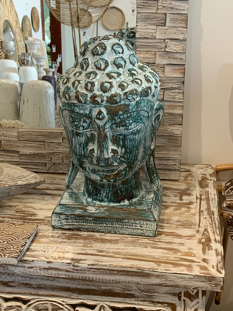 Buddha head statue - green