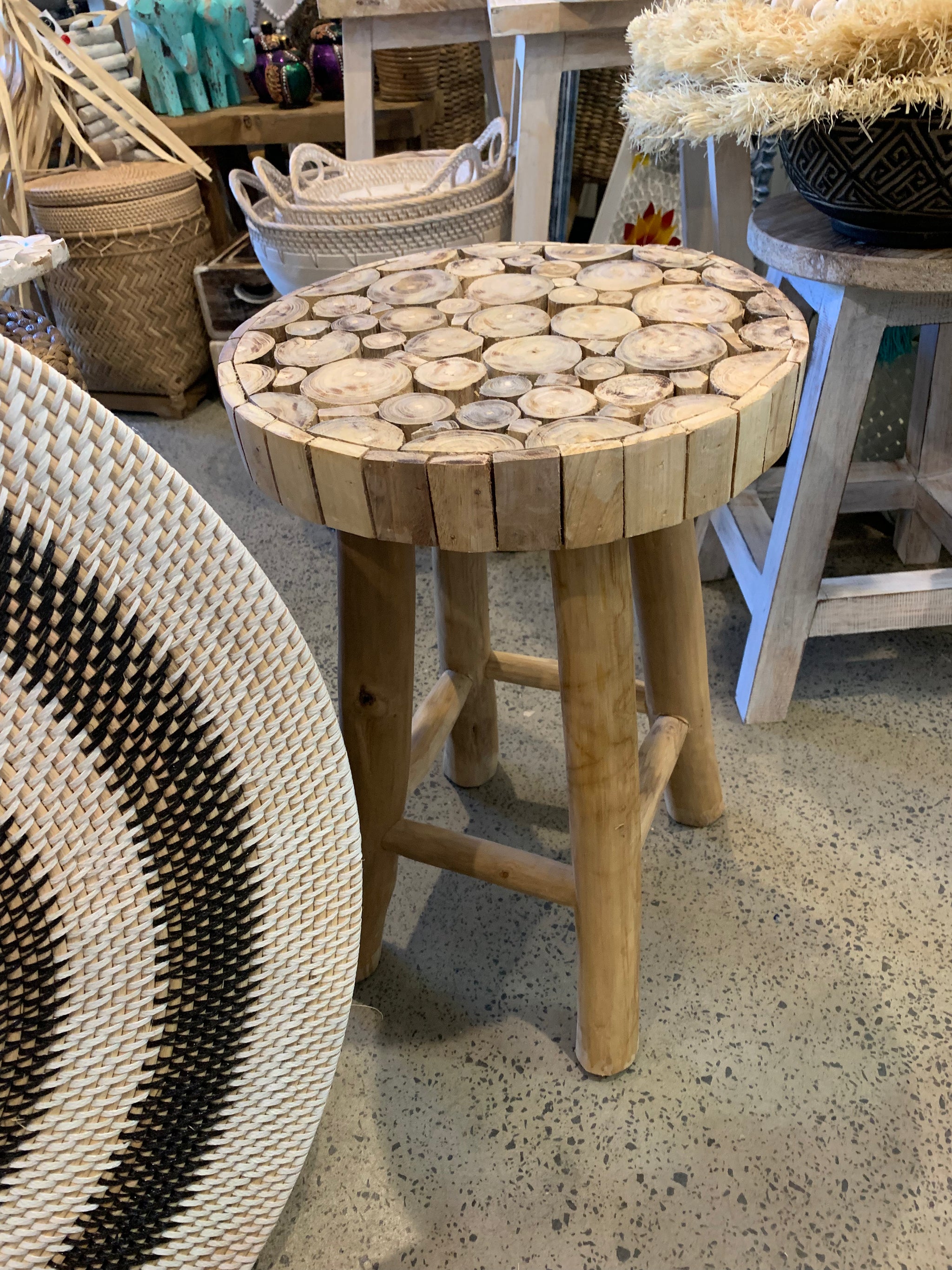 Timber stool / side table. Circles design