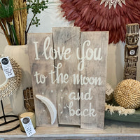 Love you to the moon and back white wash