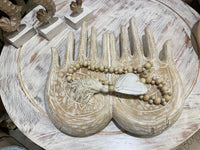 Large natural carved offering hands / platter. EOFY sale. Usually $80