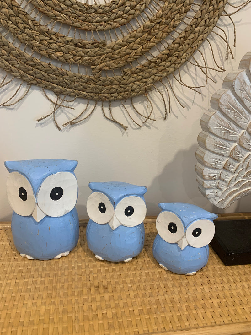 Blue large timber owls. Set 3