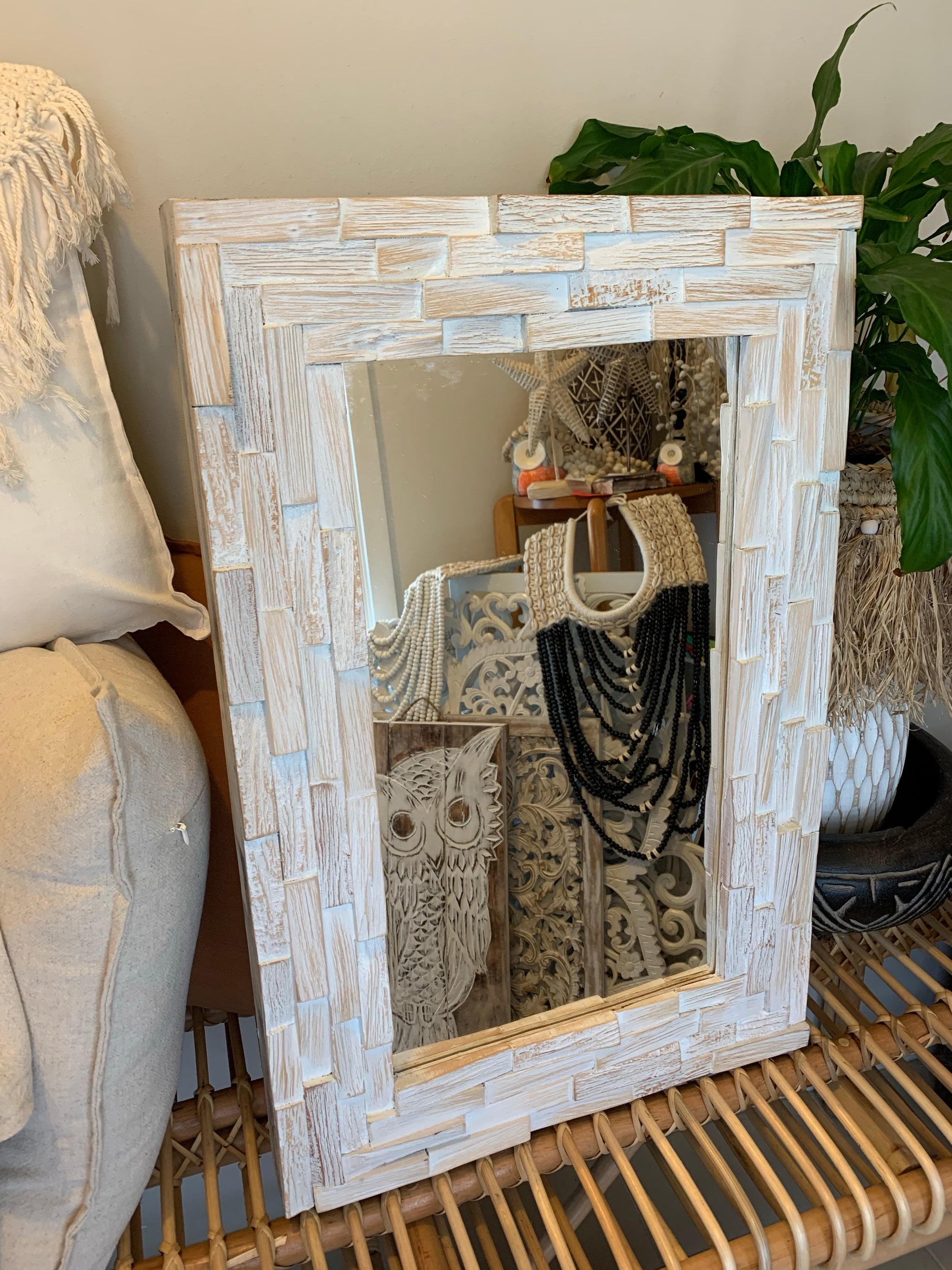 Timber mirror. Natural / white wash.