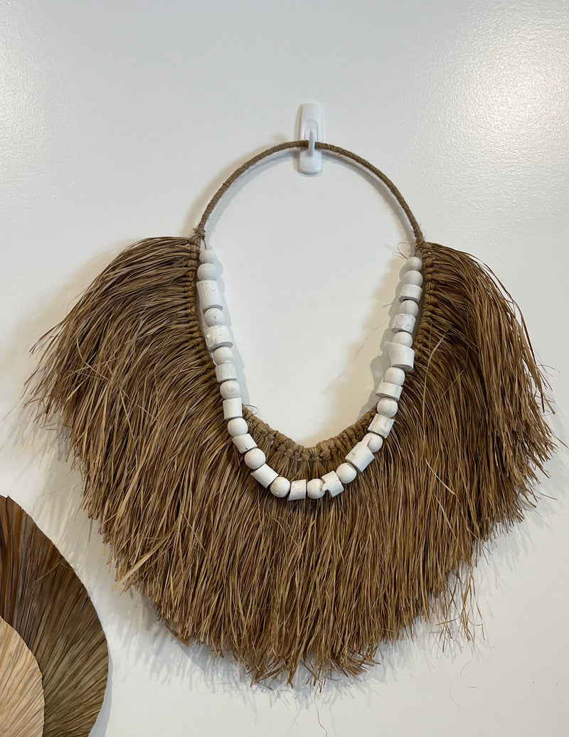 Raffia hanging with rustic white timber detail - Bali Beach Beyond