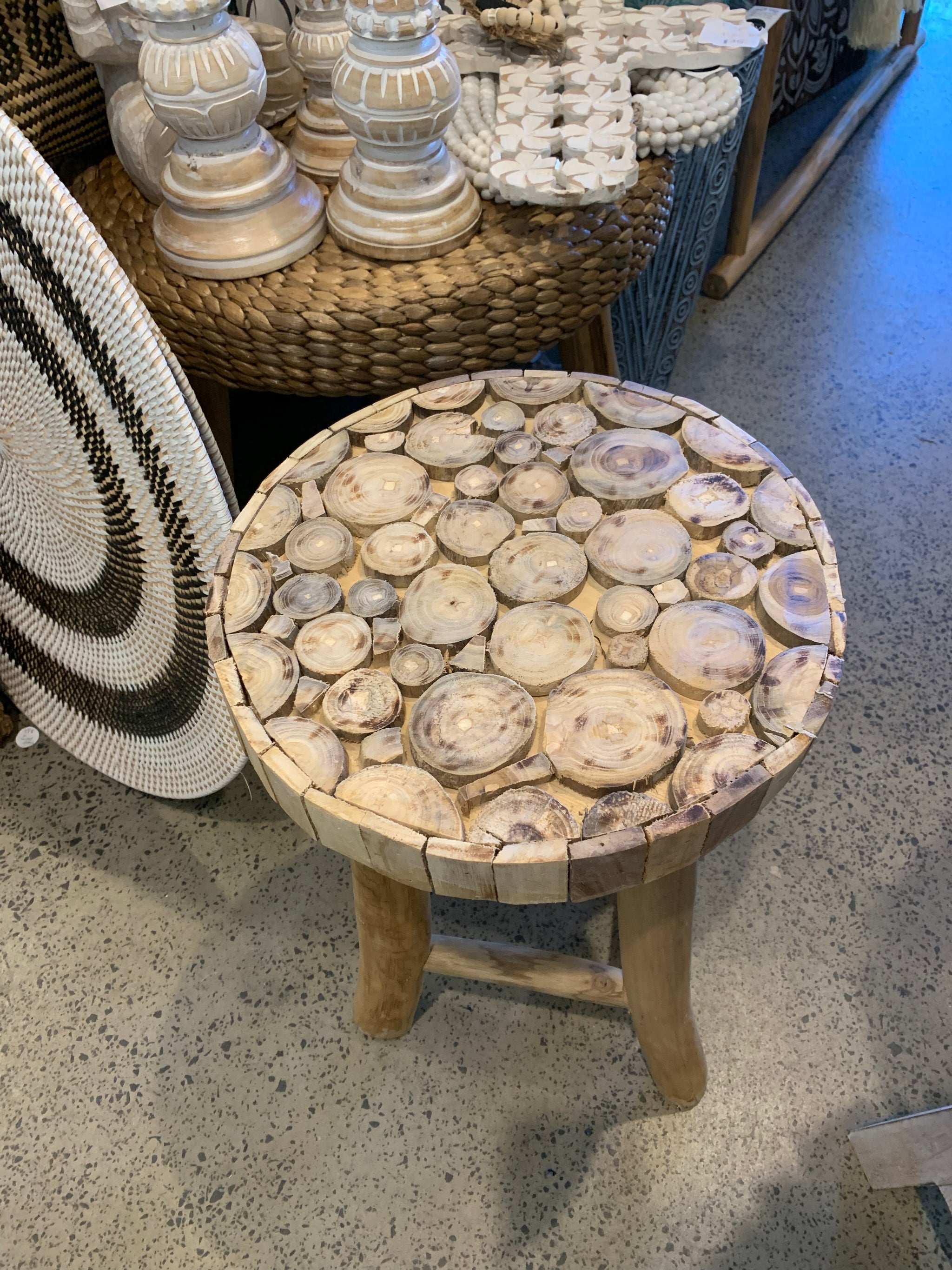 Timber stool / side table. Circles design