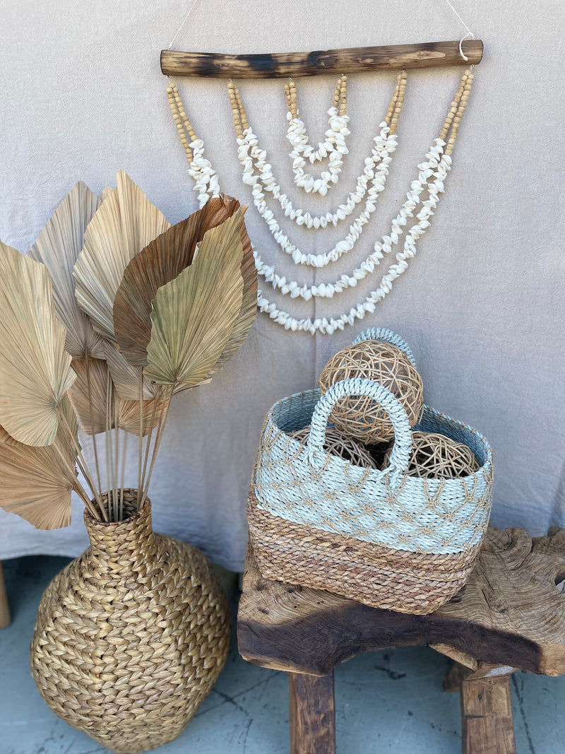 Mint and natural basket with twine detail