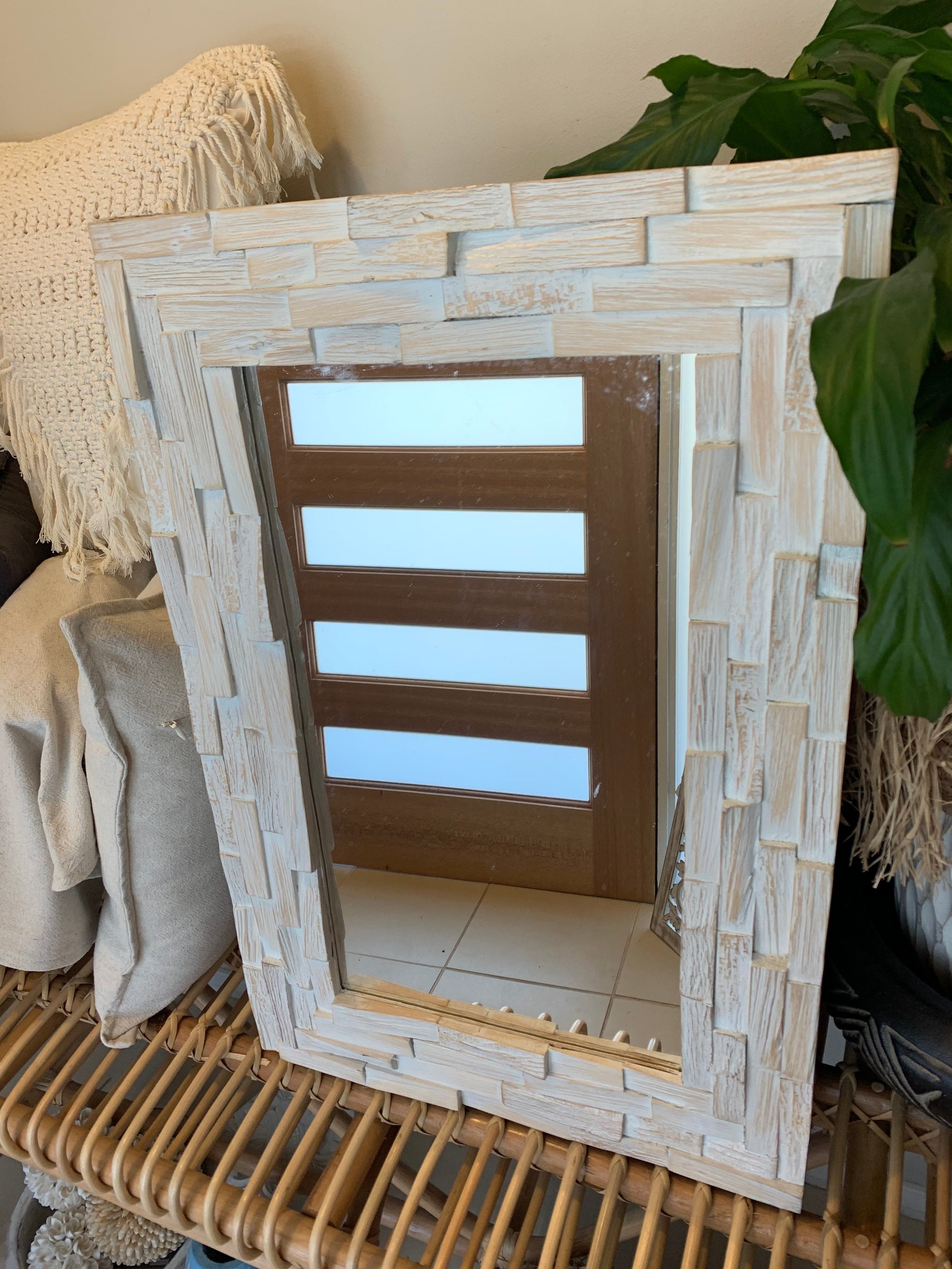 Timber mirror. Natural / white wash.