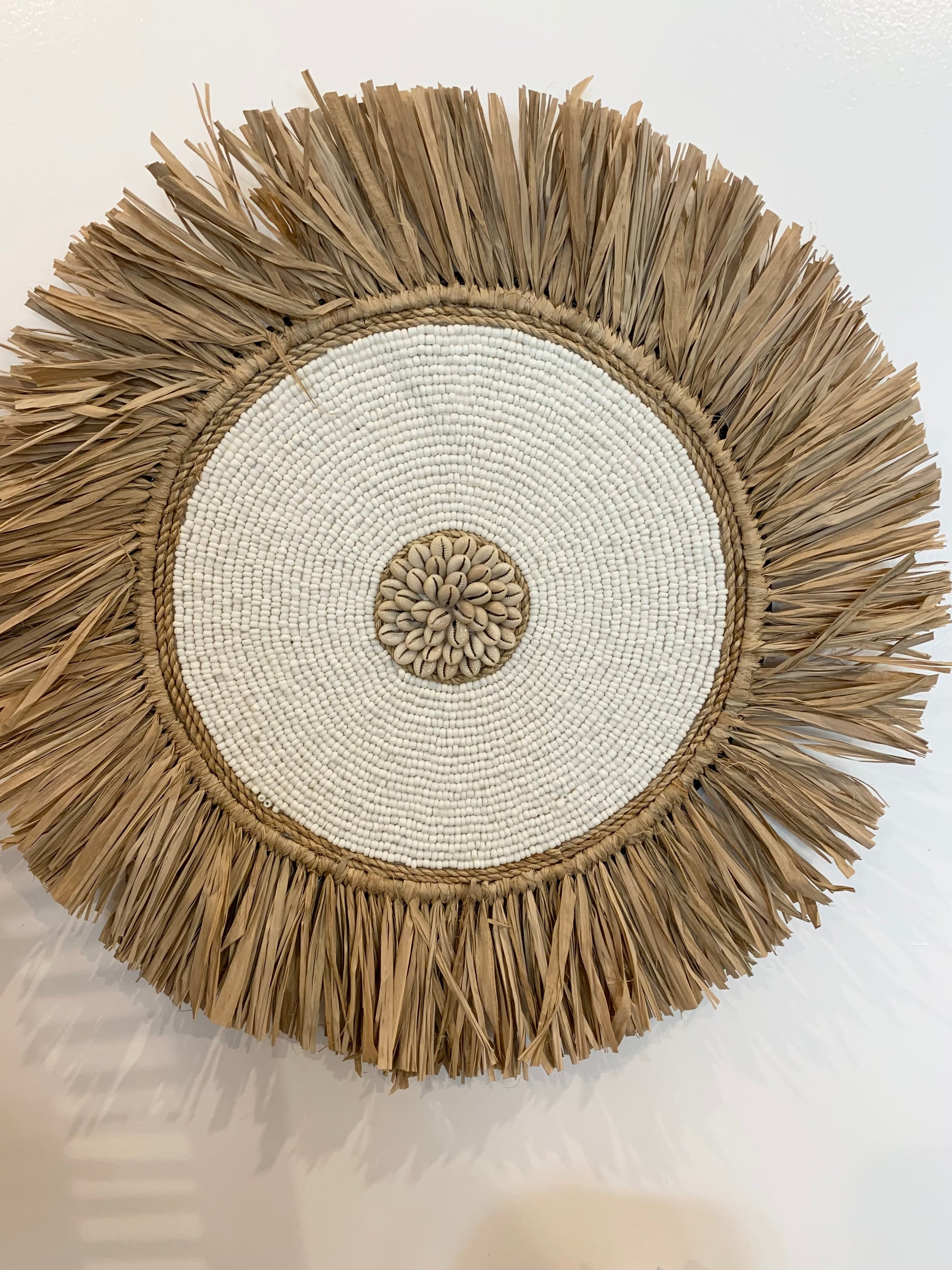 45cm raffia juju with shell detail