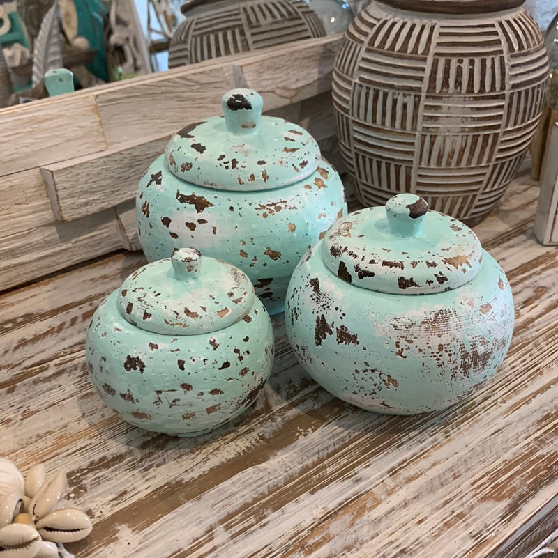 Set 3 mint pots with lids