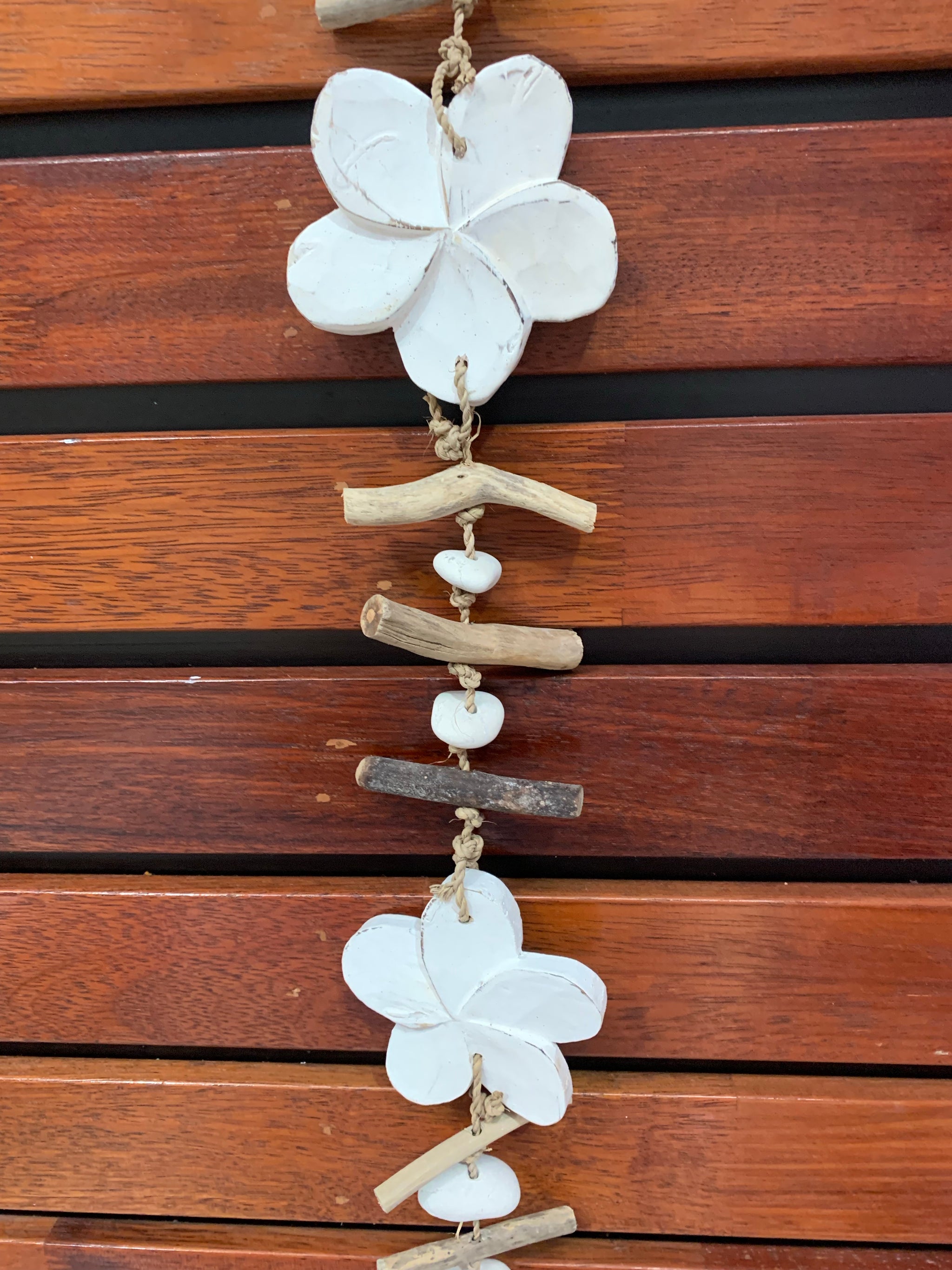 Timber flower frangipani hanging