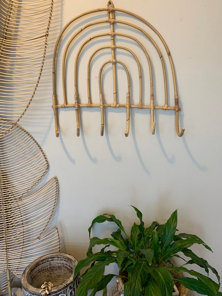 Rainbow rattan hanging hook rack. 6 hooks – Bali Beach Beyond
